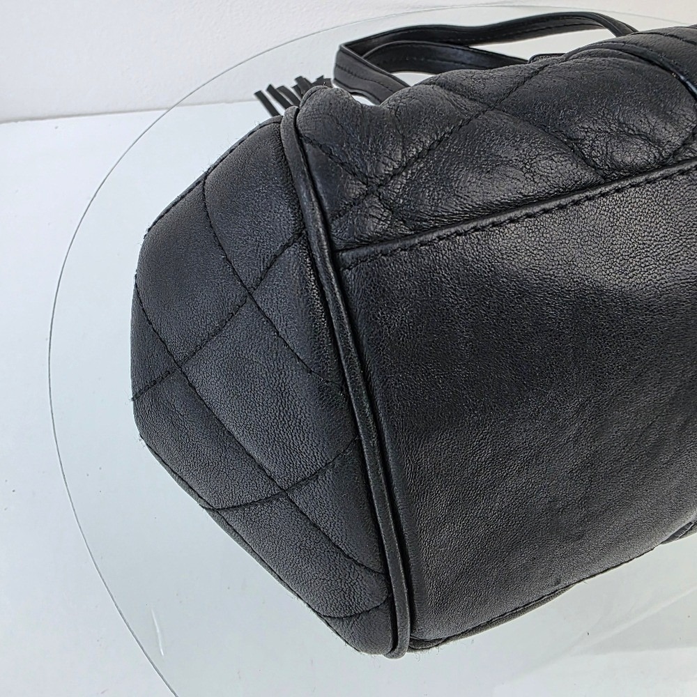 Bally Quilted Rosalyn Tassell Satchel Baguette Handbag Black Leather - Picture 8 of 16